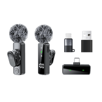 Mini Microfono per iPhone e Android, a Batteria, con Cancellazione del Rumore, Microfono Lavalier Wireless, Microfono Clip-on Professionale per Creatori e Vlogger