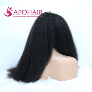 Extensions de cheveux Remy vietnamiens de haute qualité 13x6 perruque frontale avec Kinky Straight couleur noire Premium Human Hairgrade - Product Image 4