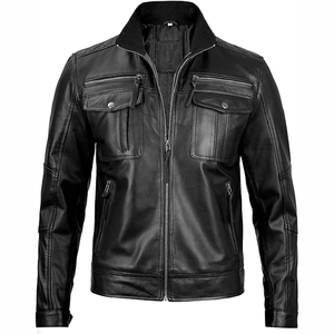 Winter-ready leather <b>biker</b> <b>jacket</b> for men, soft genuine leather, durable and stylish OEM/ODM available - Product Image 4