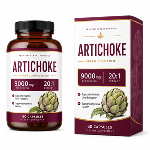 Extracto de Alcachofa <span class=keywords><strong>al</strong></span> <span class=keywords><strong>por</strong></span> <span class=keywords><strong>Mayor</strong></span> en Cápsulas de 9000mg 20:1 con Cardo Mariano y Raíz de Diente de León, Suplemento para el Apoyo a la Función Hepática, OEM - Product Image 1
