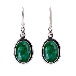 Boucles d'oreilles de style bohème plaqué argent sterling 925 à la mode pierre précieuse émeraude verte pierre naturelle lunette anniversaire - Product Image 3
