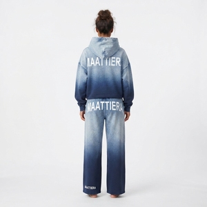 Conjunto de Sudadera Oversize con Efecto Degradado y Pantalones Anchos de Felpa para Mujer, Chándal de Algodón Estilo Urbano OEM ODM - Product Image 2