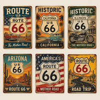 Panneau en métal vintage personnalisé Route 66, décoration murale rétro pour la maison, le bureau, l'atelier, le bar, la ferme, affiche métallique classique, vente en gros
