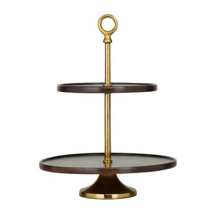 Arabic Style 3 Tier Wooden & Metal Cake Stand Round Shape Cake Stand Elegant for Wedding Parties <b>Table</b> <b>Top</b> Decor - Product Image 4