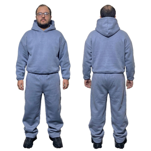 Pantalones apilados personalizados unisex, conjunto de Sudadera con capucha, chándal acampanado de algodón 100% transpirable para hombres, fabricado transpirable - Product Image 4