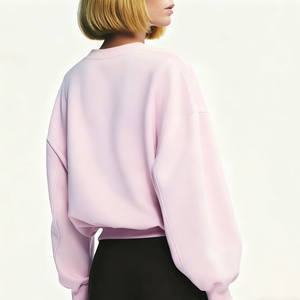 Custom High Quality Solid <b>Red</b> Casual Boxy Pullover <b>Women's</b> Cotton Fleece Knitted Embroidered Crewneck <b>Sweatshirts</b> Batwing - Product Image 6