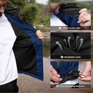 Running hommes grande taille coupe-vent veste en polyester doux pluie veste imperméable pour hommes en gros OEM téléchargé par robe de sport - Product Image 5