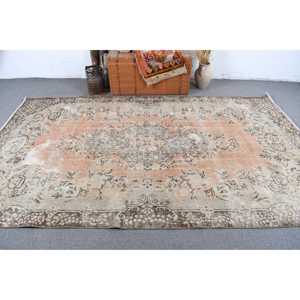 Tapis vintage, grand tapis de 6,1 x 10,2 pieds, tapis à carreaux marron - Product Image 3