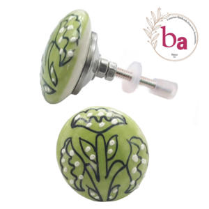 Boutons en céramique de fleur gravés à la main de conception moderne belle poignée et traction à la main pour armoire cuisine chambre commode CK 393 - Product Image 1