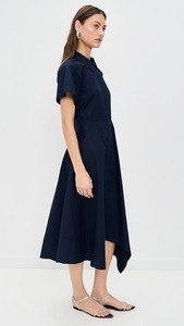 Femmes décontracté été Maxi robe demi-manches Simple mode couleur noire 100% coton doublure taille naturelle tissé tissage - Product Image 5