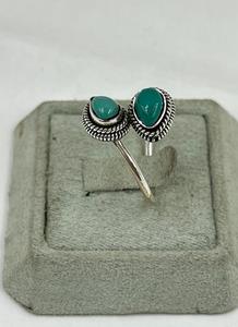 Elegante anillo de plata turquesa con forma de pera, anillo de plata ajustable hecho a mano de Jaipur, joyería de plata turquesa para mujer - Product Image 2