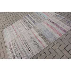 Tapis Turc Vintage Moderne à Rayures Blanches Grande Surface 5.1X6.6 pieds Tapis en Laine pour Salon Couloir Latex Support Lit Utilisation - Product Image 2