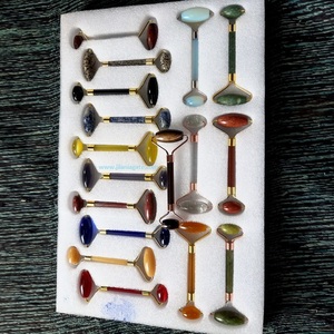 Rodillo de masaje Facial con piedra de cuarzo rosa, rodillo de masaje Facial multicolor para regalo - Product Image 3