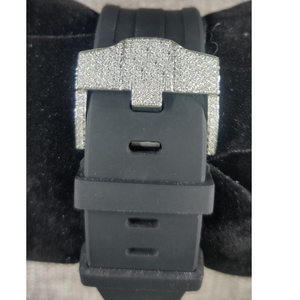 Montre chronographe à diamant cultivé en laboratoire pour homme luxueux à moitié glacé Accessoire de mode unique - Product Image 4