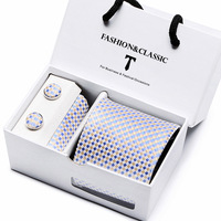 Ensemble Cadeau Cravate, Pochette de Costume et Boutons de Manchette pour Homme, Accessoires de Costume Formel pour Bureau, Mariage et Fêtes
