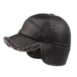 Pemasok produsen profesional topi hitam Logo kustom baru topi olahraga musim dingin kulit bisbol grosir