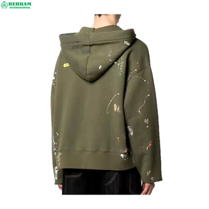 Sweat-shirts à capuche pour hommes, couleur personnalisée, en molleton bouclette 100% coton, écologiques, thermiques, à épaules tombantes, pour l'hiver - Product Image 3