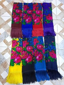 Traditional Berber Amazigh Fringe <b>Scarf</b> Kabyle Floral Headscarf <b>Red</b> Embroidered Cotton Autumn Wholesale Custom OEM Manufacturer - Product Image 4