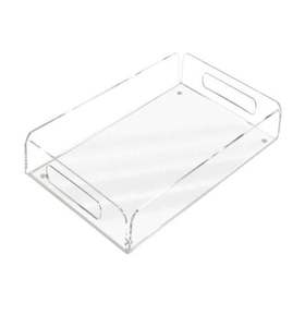 Plateau de service moderne en acrylique transparent laqué, durable, pour vaisselle, collations, boissons et desserts - à un seul niveau - Product Image 2
