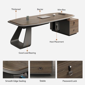 Bureau de direction moderne de luxe ML, poste de travail extensible de haute technologie, table de bureau pour PDG, assemblage facile, bureau professionnel en bois - Product Image 1