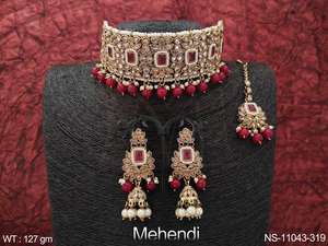 Mehendi ชุบเครื่องประดับโบราณแฟนซีสไตล์การออกแบบสร้อยคอชุด - Product Image 3