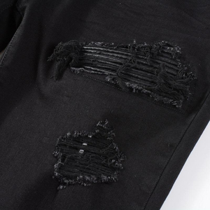 100%, pantalones ajustados desgastados personalizados de alta calidad para hombres, pantalones vaqueros lavados, pantalones vaqueros rectos de mezclilla de Color sólido a la moda de algodón para hombres - Product Image 6