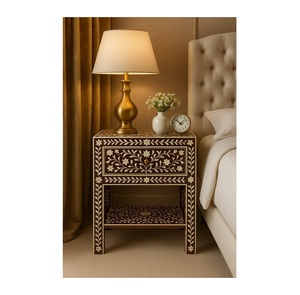 Table de chevet en incrustation d'os avec logo personnalisé en design floral / Prix de gros en incrustation d'os personnalisé Fabriqué en Inde - Product Image 5