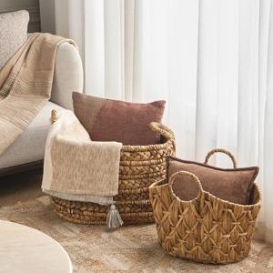 Panier ovale en jacinthe d'eau tressé avec soin, fait main, pour rangement, vente en gros, écologique, fabriqué au Vietnam - Product Image 5