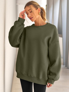 เสื้อสเวตเตอร์คอกลมแขนยาวผ้าคอตตอนแขนยาวสำหรับผู้หญิงใส่ให้ความอบอุ่นสำหรับฤดูหนาวผลิตตามสั่ง - Product Image 3