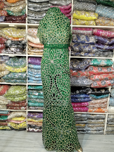 Blouse de créateur indienne en soie brute broderie lourde 5 mètres robe Georges africaine pour femmes printemps hiver tête qualité d'exportation - Product Image 6