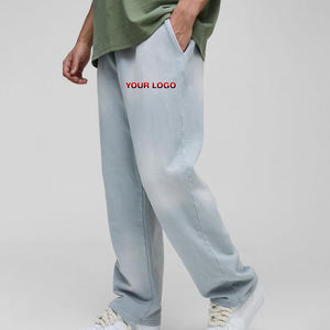 Oem/odm กางเกงวอร์มผ้าคอตตอนผ้า100% สีล้วนสำหรับผู้ชายกางเกงวิ่งขายาวฟอกซีดออกแบบได้ตามต้องการ - Product Image 3