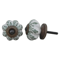Poignées de meubles en céramique contemporaines faites à la main, motif feuille fumée florale, pour portes d'armoires de cuisine, quincaillerie, tirants de tiroirs, lot en gros