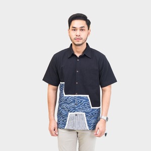 Camisa Batik Patchwork de manga corta de primera calidad para hombre con motivo de nube tradicional y diseño informal moderno para un uso diario elegante - Product Image 6