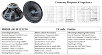Precio de Fábrica Altavoz de Medios-Bajos de 21 Pulgadas, Subwoofer de 2000 Vatios RMS de Alta Potencia, Woofer de 21'' para PA
