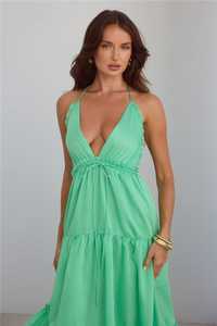 Venta caliente sin espalda largo Maxi para mujeres bohemio señoras ajuste holgado 100% tela de rayón encaje escalonado Floral señoras vestido liso - Product Image 3