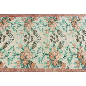Classique Beige Orange 3.7 X 6.5ft tapis turc Boho Patchwork Design pour entrée à la main laine Viscose couloir maison vie Latex - Product Image 5