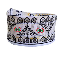 Chapeau de prière musulman Kufi en velours brodé et denim pelucheux, casquette rigide religieuse islamique, bonnet messianiste arabe unisexe, Bangladesh Four
