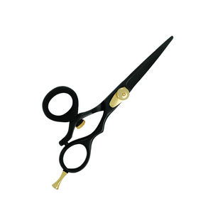 Tijeras de Peluquería con Reposadíces Dorado, Tijeras de Salón de Belleza con Recubrimiento Negro, Hoja Afilada de Acero Inoxidable - Product Image 1