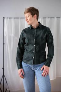 Chemise imprimée à fines rayures pour hommes | Chemise habillée à manches longues sur mesure/chemises pour hommes de grande taille - Product Image 4
