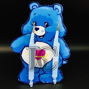 Azulejos acrílicos sostenibles para pestañas, hermosos azulejos de extensión de pestañas con diseño de oso de cuidado en Color azul, herramientas de belleza de visón - Product Image 5