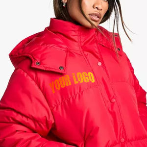 <b>Women</b> longline puffer coat warm <b>parka</b> faux down alternative water resistant windproof wholesale bulk oem - Product Image 2