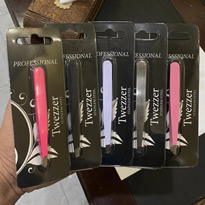 Pince à épiler à sourcils de couleur personnalisée mixte au prix le plus bas avec blister en carton - Product Image 1