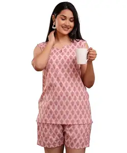 Best Selling Spaghetti Strap Sleeveless Women's Lounge Wear Set Women's Cotton Printed Night Suit Set Available for Sale