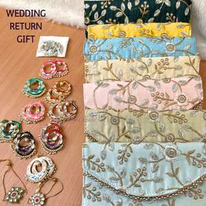 Recién llegado tradicional hecho a mano boda Favor Combo de bordado trabajo Cultch con pulsera y pendientes para regalos - Product Image 3