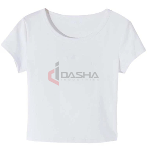 Camiseta holgada ecológica para mujer, Top corto anticontracción con logotipo personalizado, cuello redondo, ropa de calle y gimnasio, transpirable, estampado en blanco - Product Image 2