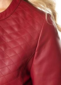 CLASSY CHERRY RED varsity jacket Fashion Slim Fit Coat Casual Coupe-vent Outwear Vestes en cuir pour femmes par Maximize Wear - Product Image 2