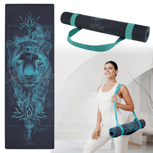 Premium Suede Yoga <b>Mat</b> Panther Design Green 183 × 61 cm Thick 3 mm Natural Rubber Non Slip Yoga Pilates Fitness <b>Mat</b> - Product Image 1
