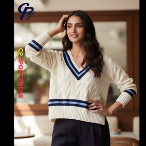 Suéter de Cachemira y Lana de Diseño de Lujo con Logotipo Personalizado, Manga Larga, Rayado, Transpirable, Ligero, Duradero y Ecológico, Estilo Cricket Pakistaní - Product Image 6