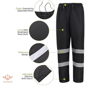 Chaqueta de lluvia reflectante de alta visibilidad 300D trajes de lluvia de seguridad impermeables de alta visibilidad al por mayor para hombres y mujeres ropa de trabajo al aire libre - Product Image 6