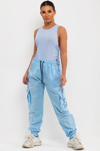 American High Quality Women's Summer Casual Straight Leg Pants New Style Solid Plain <b>Jeans</b> <b>Elastic</b> <b>Waist</b> High Street OEM Flat - Product Image 4